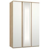 Avenue 3 Door Mirrored Wardrobe Natural Oak and White