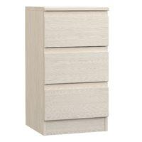 Avenue 3 Drawer Bedside White Avola