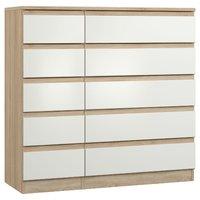Avenue 5 Plus 5 Drawer Chest Natural Oak and White
