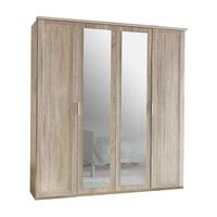 Avira Wooden Mirror Wardrobe Large In Oak Effect