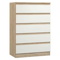 avenue 5 drawer chest natural oak and white