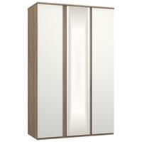 Avenue 3 Door Mirrored Wardrobe Truffle Brown Oak and White