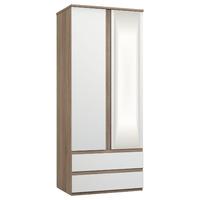 avenue 2 door 2 drawer mirrored wardrobe truffle brown oak and white