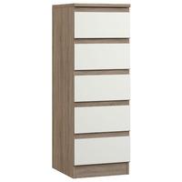 avenue 5 drawer tallboy truffle brown oak and white