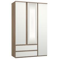 Avenue 3 Door 2 Drawer Mirrored Wardrobe Truffle Brown Oak and White