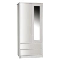 Avola Sand Gloss 2 Door 2 Drawer Combi Wardrobe with Mirror