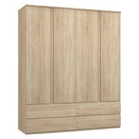 Avenue 4 Door 4 Drawer Wardrobe Natural Oak