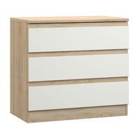 avenue 3 drawer chest natural oak and white