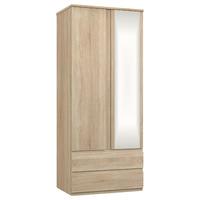 Avenue 2 Door 2 Drawer Mirrored Wardrobe Natural Oak