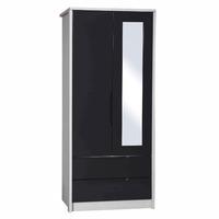 avola grey gloss 2 door 2 drawer combi wardrobe with mirror