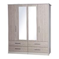 avola champagne 4 door 4 drawer mirrored wardrobe