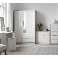 Avola Cream Gloss 4 Door Wardrobe with Mirror