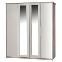 Avola Sand Gloss 4 Door Wardrobe with Mirror