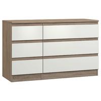 avenue 3 plus 3 drawer chest truffle brown oak and white