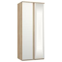 Avenue 2 Door Mirrored Wardrobe Natural Oak and White