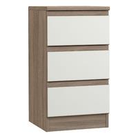 avenue 3 drawer bedside truffle brown oak and white