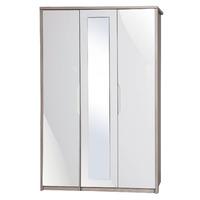 Avola Cream Gloss 3 Door Wardrobe with Mirror