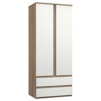 avenue 2 door 2 drawer wardrobe truffle brown oak and white