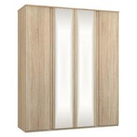 Avenue 4 Door Mirrored Wardrobe Natural Oak