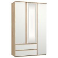 avenue 3 door 2 drawer mirrored wardrobe natural oak and white