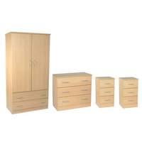 Avon Bedroom Set 8 Avon - Beech - 1x 3 Drawer Chest + 1x 3 2 Drawer Robe + 2x 3 Drawer Bedside Cabinet