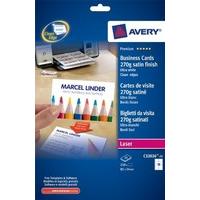 Avery C32026-25 Double Side Printable Business Cards with Satin Finish 270 gsm for Laser Printers (85 x 54 mm Cards, 10 Cards per A4 Sheet, 25 Sheets 