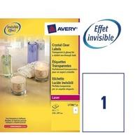 Avery L7784-25 Crystal Clear Labels for Laser Printers (210 x 297 mm, 1 Label per A4 Sheet, 25 Sheets) - Transparent