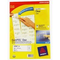 Avery J8562-25 Clear Address Labels for Inkjet Printers (99.1 x 33.9 mm Labels, 16 Labels Per A4 Sheet, 25 Sheets)