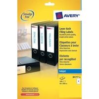 Avery J8171-25 Lever Arch File Labels for Inkjet Printers (200 x 60 mm, 4 Labels per A4 Sheet, 25 Sheets) - White