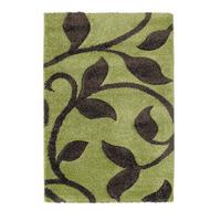 Avoca Shaggy Lime Green & Brown High Density Vine Pattern Rug 7647 80cm x 150cm (2\'7\