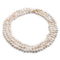 Avery Row Pearls Long White Loop Necklace