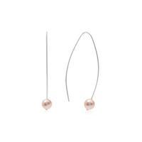 Avery Row Pearls Long Pink Drop Earrings on Silver Hooks