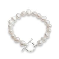 Avery Row Pearls Single Strand Irregular Pearl Bracelet, White