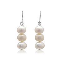 Avery Row Pearls Triple White Drop Earrings
