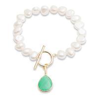 Avery Row Pearls Bracelet with Chrysophase Onyx Drop