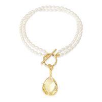 Avery Row Pearls Double Strand Bracelet with Lemon Topaz Drop