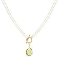 Avery Row Pearls Double Strand Necklace with Lemon Topaz Drop