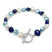 Avery Row Pearls Irregular Pearl Bracelet, Navy, Turquoise & White