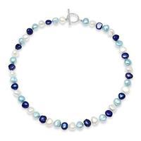 Avery Row Pearls Irregular Pearl Necklace, Navy, Turquoise & White
