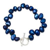 Avery Row Pearls Single Strand Side-Drilled Irregular Pearl Bracelet, Navy Blue