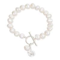 Avery Row Pearls Bracelet with Silver Cherry Blossom Charm