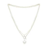 Avery Row Pearls Long Necklace with Silver Heart Charm