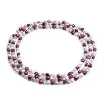 Avery Row Pearls Long Red Purple, Silver Grey & White Loop Necklace