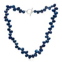 Avery Row Pearls Single Strand Side-Drilled Irregular Pearl Necklace, Navy Blue