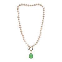 Avery Row Pearls Necklace with Chrysophase Onyx Drop