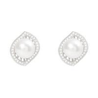 Avery Row Pearls White Sparkle Swirl Stud Earrings