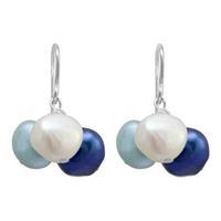 Avery Row Pearls Navy, Turquoise & White Cluster Earrings