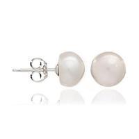 Avery Row Pearls Button Shaped White Pearl Studs