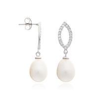 Avery Row Pearls Drop Earrings with Sparkle