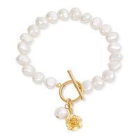 Avery Row Pearls Bracelet with Gold Cherry Blossom Charm